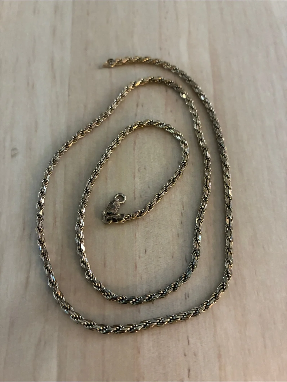 Jaxxon Men’s Chain Rope Necklace 925 Italy Gold Plated 22” * Broken Clasp